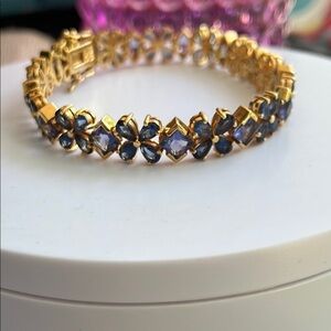 925 Gold and Blue Bracelet with Iridescent Stones 925